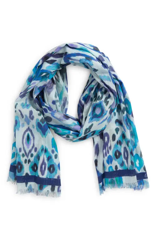 Echo Metallic Ikat Floral Scarf in Sky Blue at Nordstrom | Nordstrom