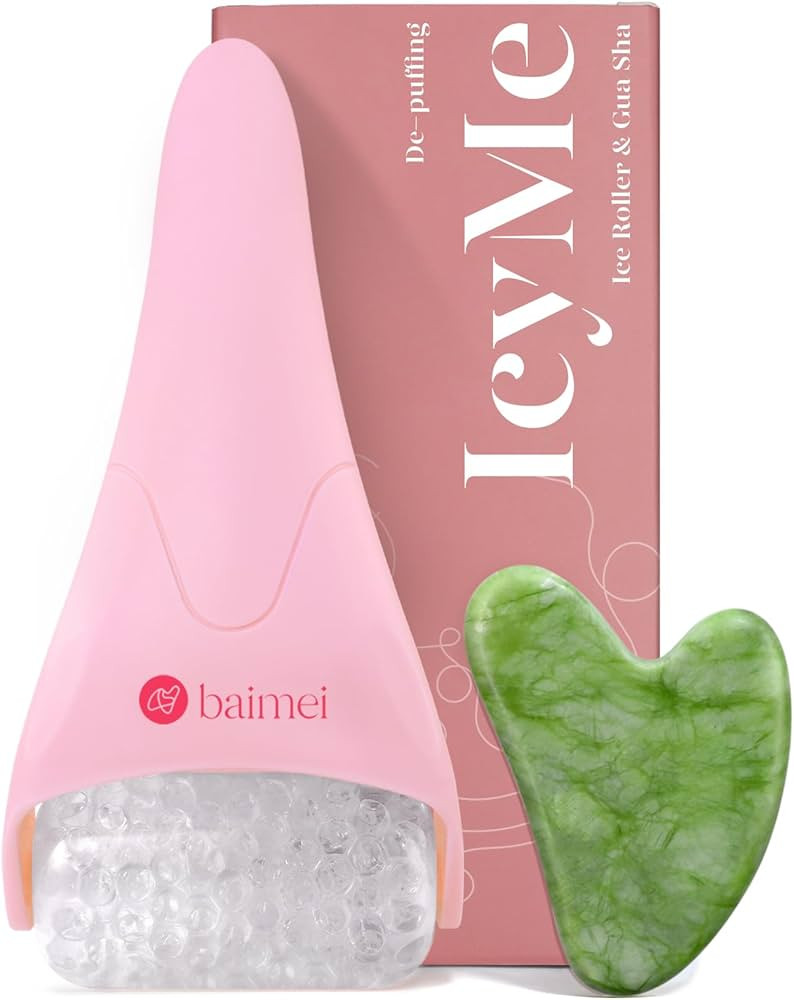 BAIMEI IcyMe Ice Roller for Face and Gua Sha Facial Tool Set, Ice Face Roller Reduces Puffiness R... | Amazon (US)