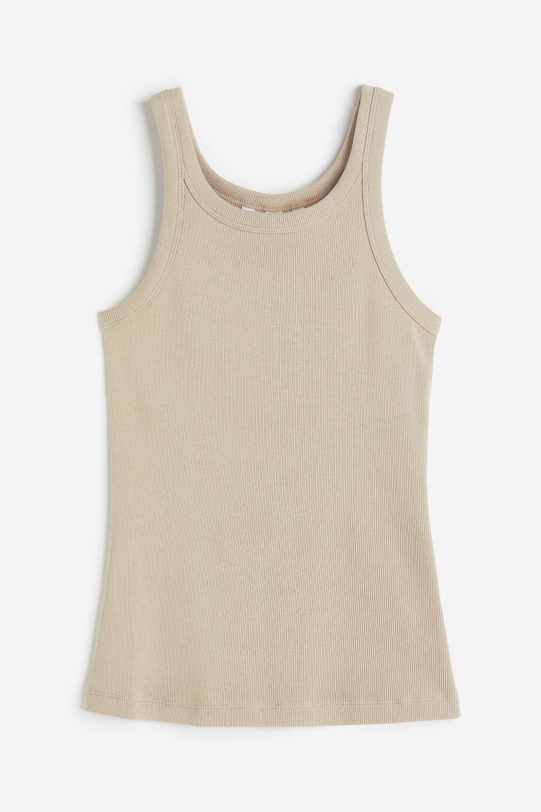 H & M - Ribbed Tank Top - Brown | H&M (US + CA)