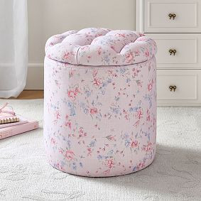 LoveShackFancy Tufted Round Storage Ottoman | Pottery Barn Teen