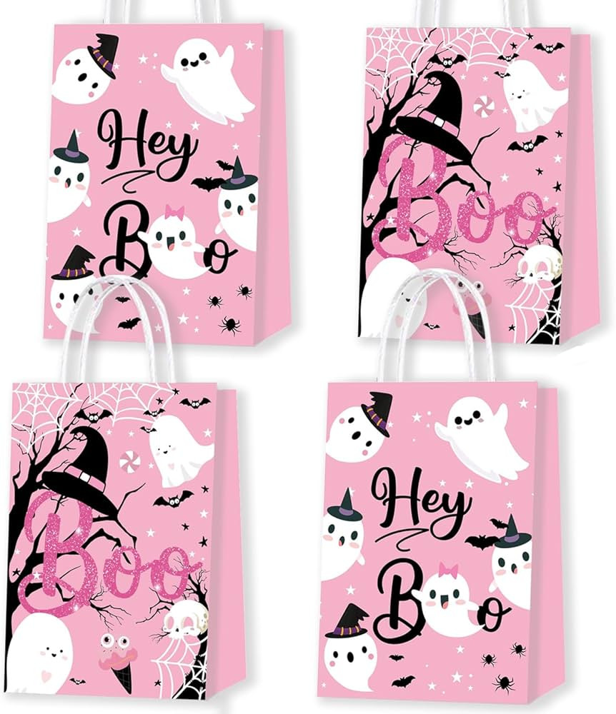 Amazon.com: 16 pcs Halloween Party Bags Pink Halloween Boo Gift Bags Trick or Treat Candy Gift Ba... | Amazon (US)