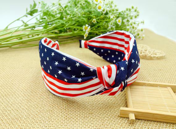 American Flag knot Headband,4th of July Headband,Patriotic Headband,Red White Blue Headband,Blue ... | Etsy (US)