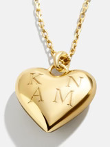 Puffy Heart 18K Gold Custom Pendant Necklace - 18K Gold Plated Sterling Silver | BaubleBar (US)