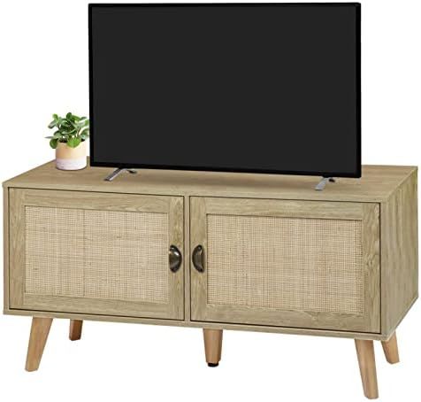 Giluta TV Stand for TVs up to 50 Inch with Rattan Doors, Media Console Entertainment Center TV Ta... | Amazon (US)
