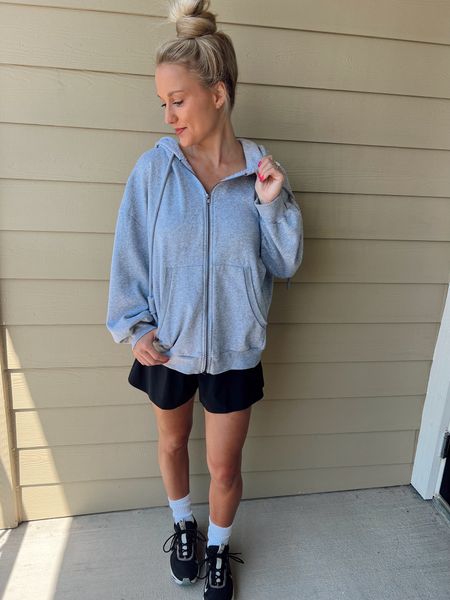 My zip up hoodie is on sale! Size down if in between! Shorts are Aerie and my favorite activewear shorts they have! Size up in the shorts if in between! 

#LTKsalealert #LTKstyletip #LTKfitness