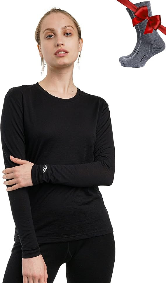 Merino.tech Merino Wool Base Layer Women 100% Merino Wool Midweight, Lightweight Long Sleeve Ther... | Amazon (US)