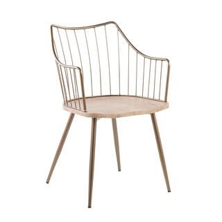 Winston Antique Copper Metal and White Washed Solid Wood Farmhouse Dining Chair | The Home Depot