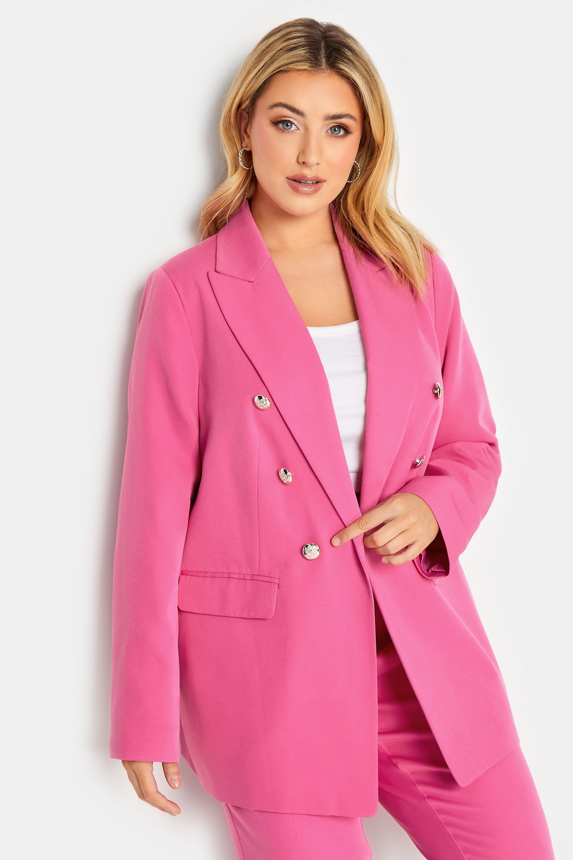 YOURS Plus Size Pink Military Blazer | Yours Clothing UK