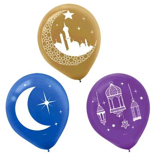 Ramadan 'Eid Mubarak' Latex Balloons (15ct) | Walmart (US)