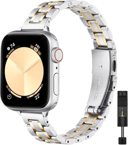 STIROLL Thin Replacement Band Compatible for Apple Watch 38mm 40mm 41mm 42mm(Series 11 10), Stain... | Amazon (US)