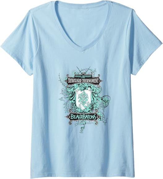 Womens Harry Potter Beauxbatons Crest V-Neck T-Shirt | Amazon (US)