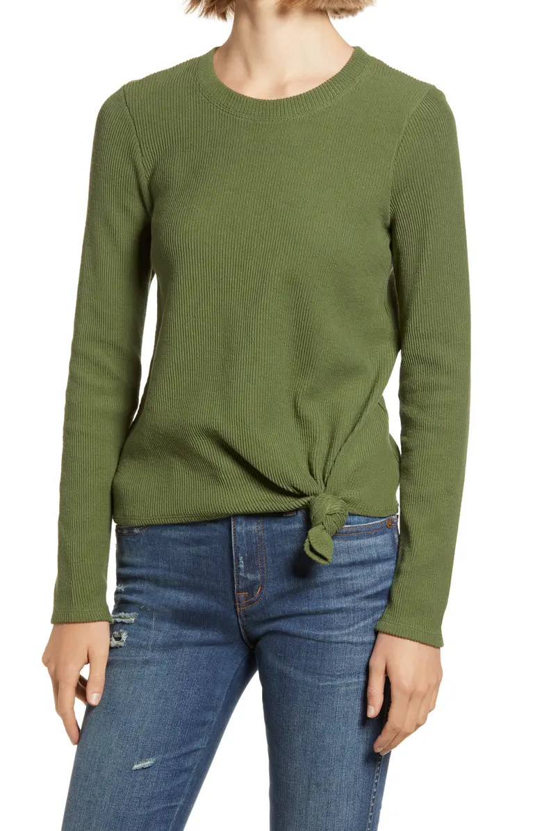 Texture & Thread Front Knot Jacquard Top | Nordstrom