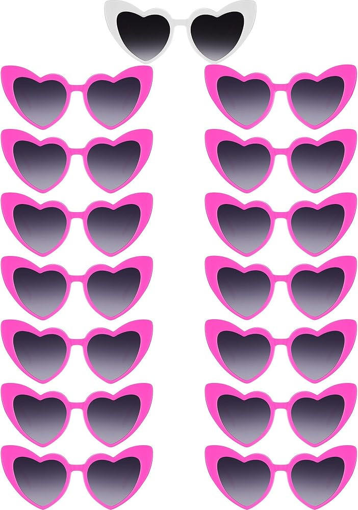 15 Pairs Heart Sunglasses Bachelorette Sunglasses Heart Shaped Sunglasses Bachelorette Party Decorat | Amazon (US)
