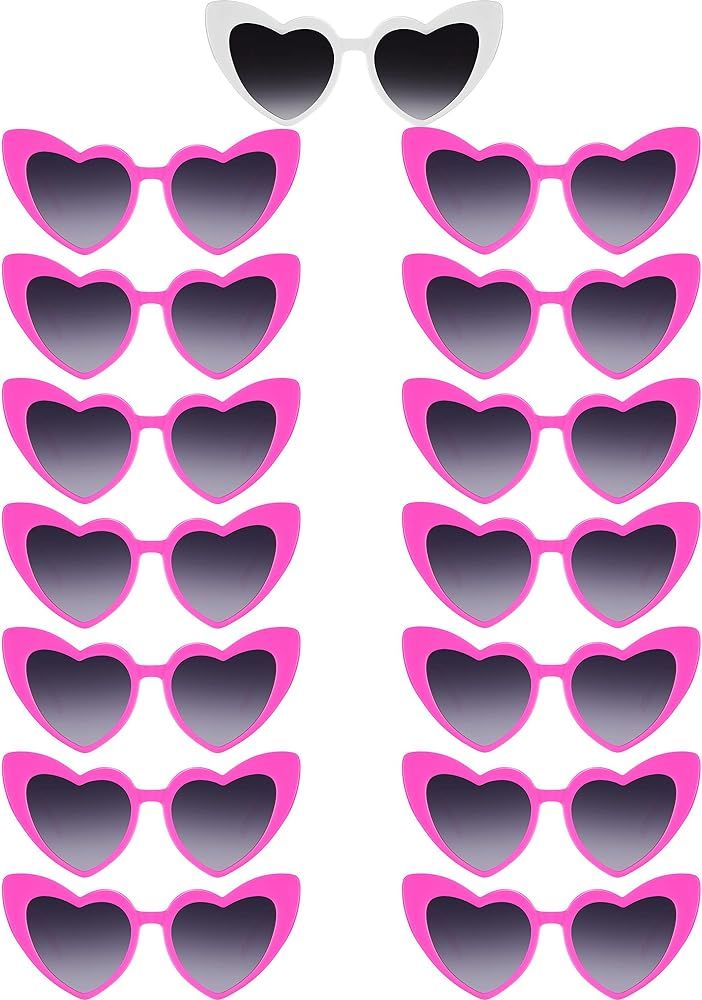 15 Pairs Heart Sunglasses Bachelorette Sunglasses Heart Shaped Sunglasses Bachelorette Party Decorat | Amazon (US)