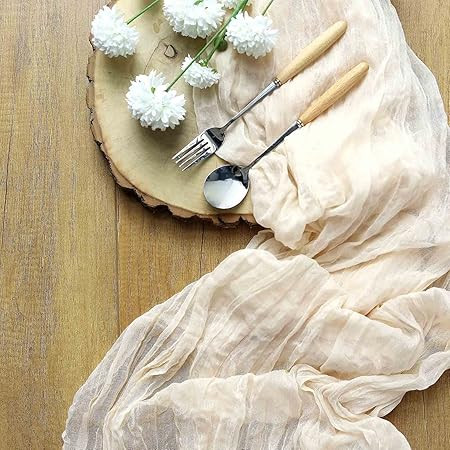 Gauze table runner bulk ivory nude cheesecloth table cloth - Holiday table runner for wedding - R... | Amazon (US)