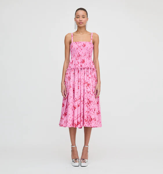 The Seraphina Midi Nap Dress - Pink Sweet Peas | Hill House Home US