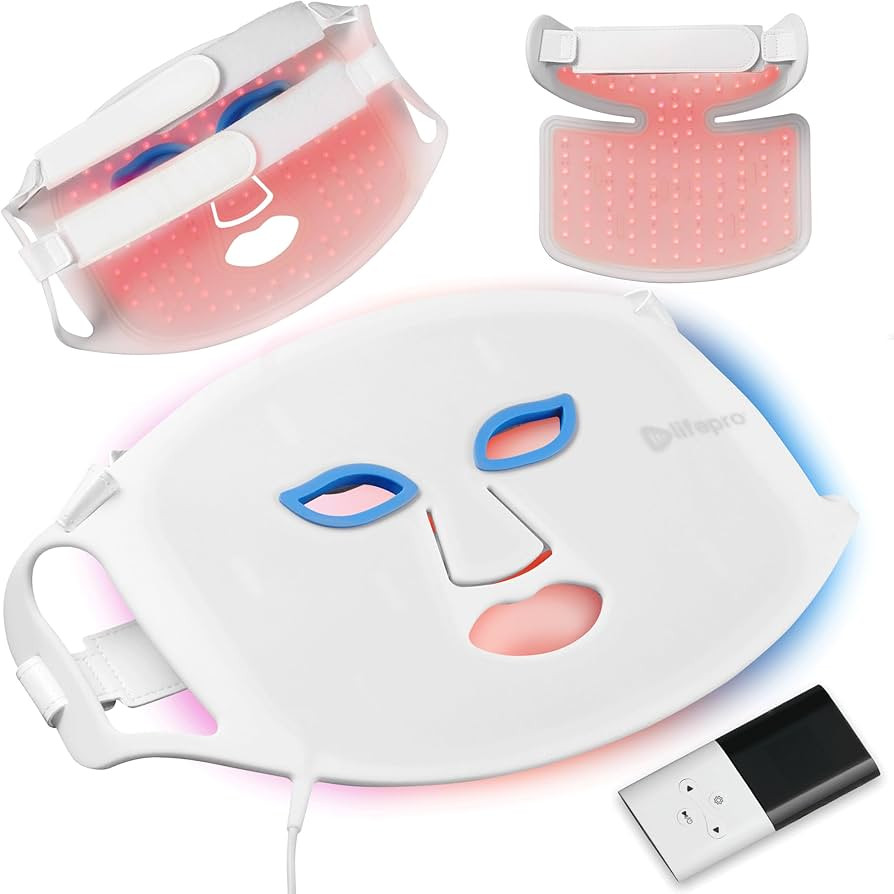 LifePro Red Light Therapy Face Mask - LED Light Therapy Mask with 3 Colors for Face and Neck - Po... | Amazon (US)
