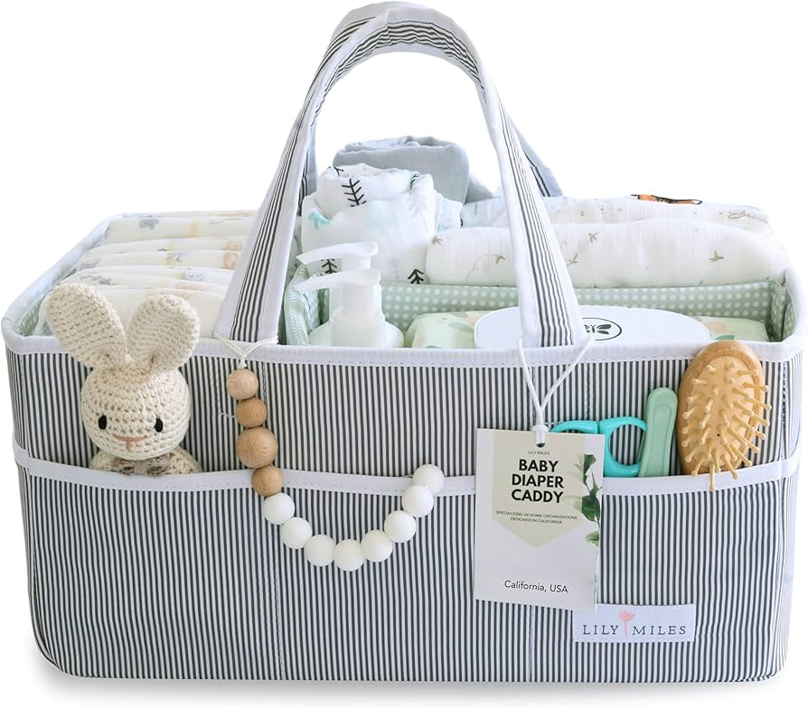 Lily Miles Baby Diaper Caddy - Large Organizer Tote Bag for Newborn essentials Boy or Girl - Baby... | Amazon (US)