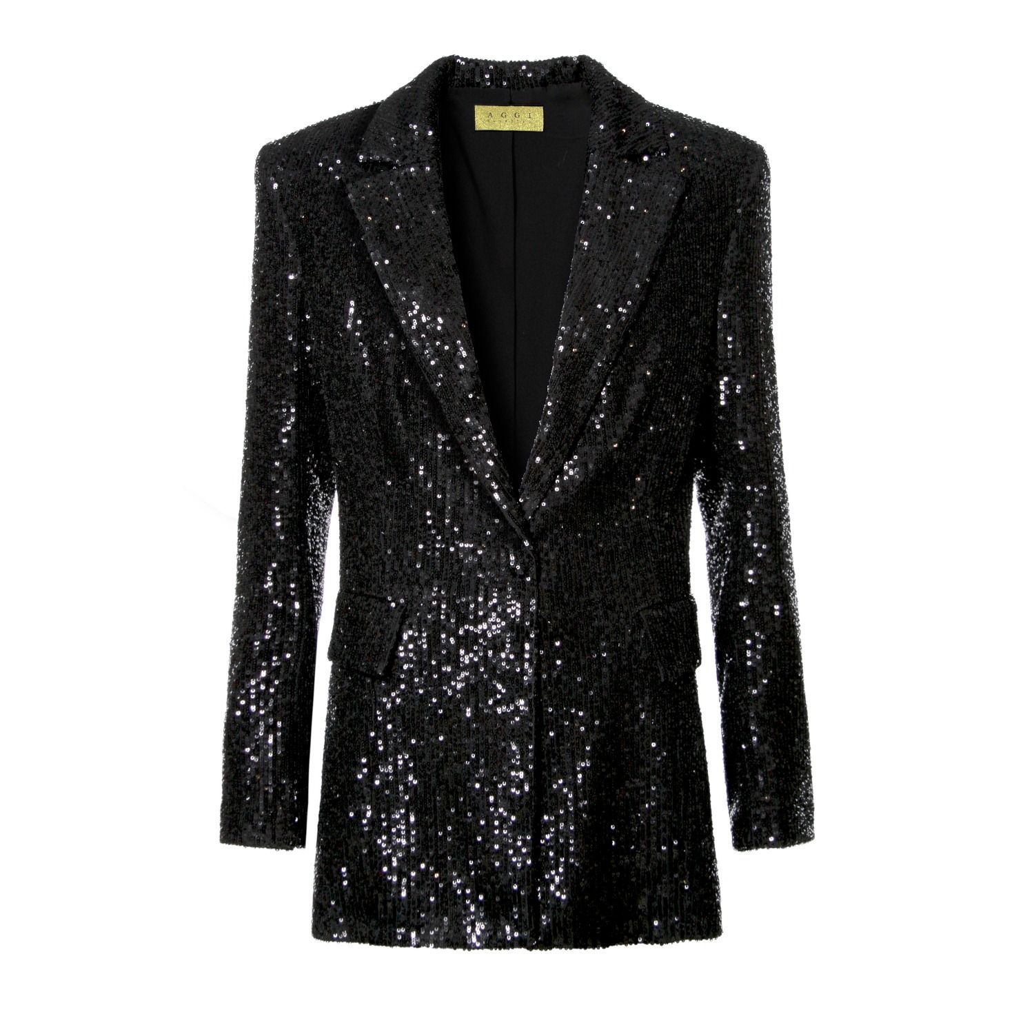 Luna Obsidian Black Sequin Blazer | Wolf & Badger (US)