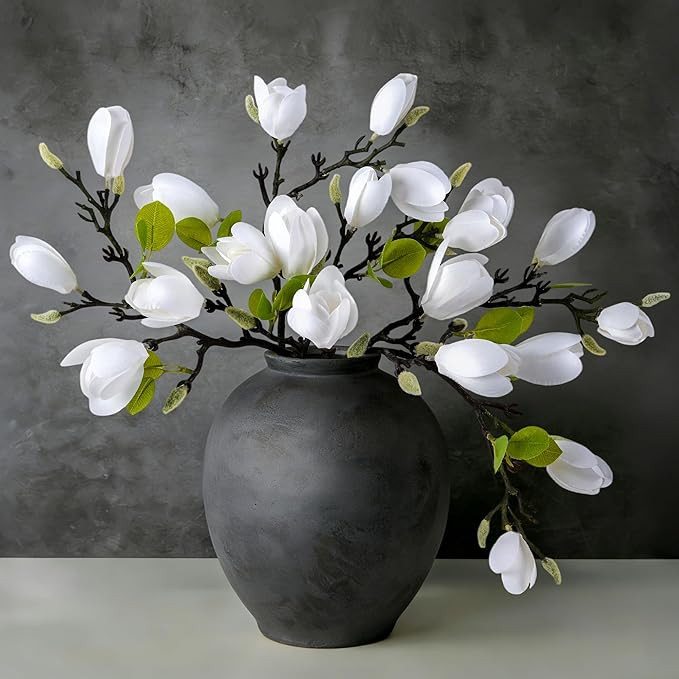 Ivydale Artificial Magnolia Flowers Stems, 5PCS White Fake Flowers Buds, 26" Flora Branches Home ... | Amazon (US)