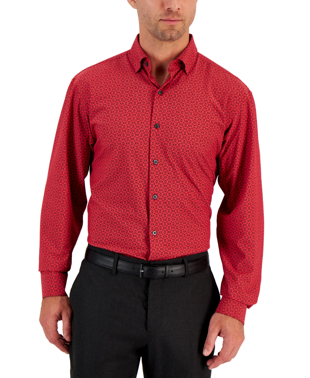 Alfani Men's Regular Fit Geometric Print Travel Ready Dress Shirt, Created for Macy's | Macys (US)