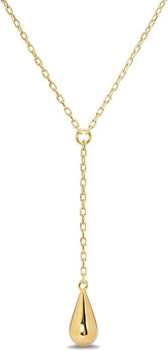 STORYJEWELLERY Y Necklace, Long Gold Plated Necklaces for Women, Drop Pendant Necklace, Lariat Ne... | Amazon (US)