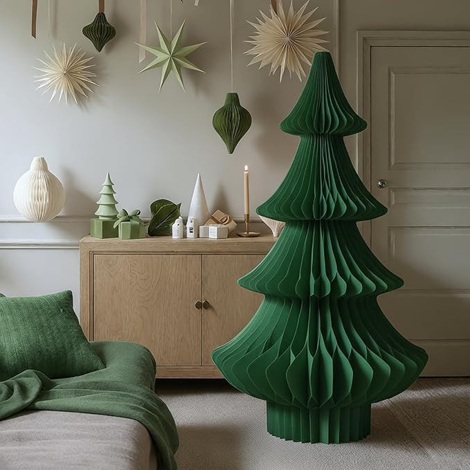 Spiareal Large Olive Green Honeycomb Paper Christmas Tree 36 Inch Tall Folding Xmas Tree Decorati... | Amazon (US)