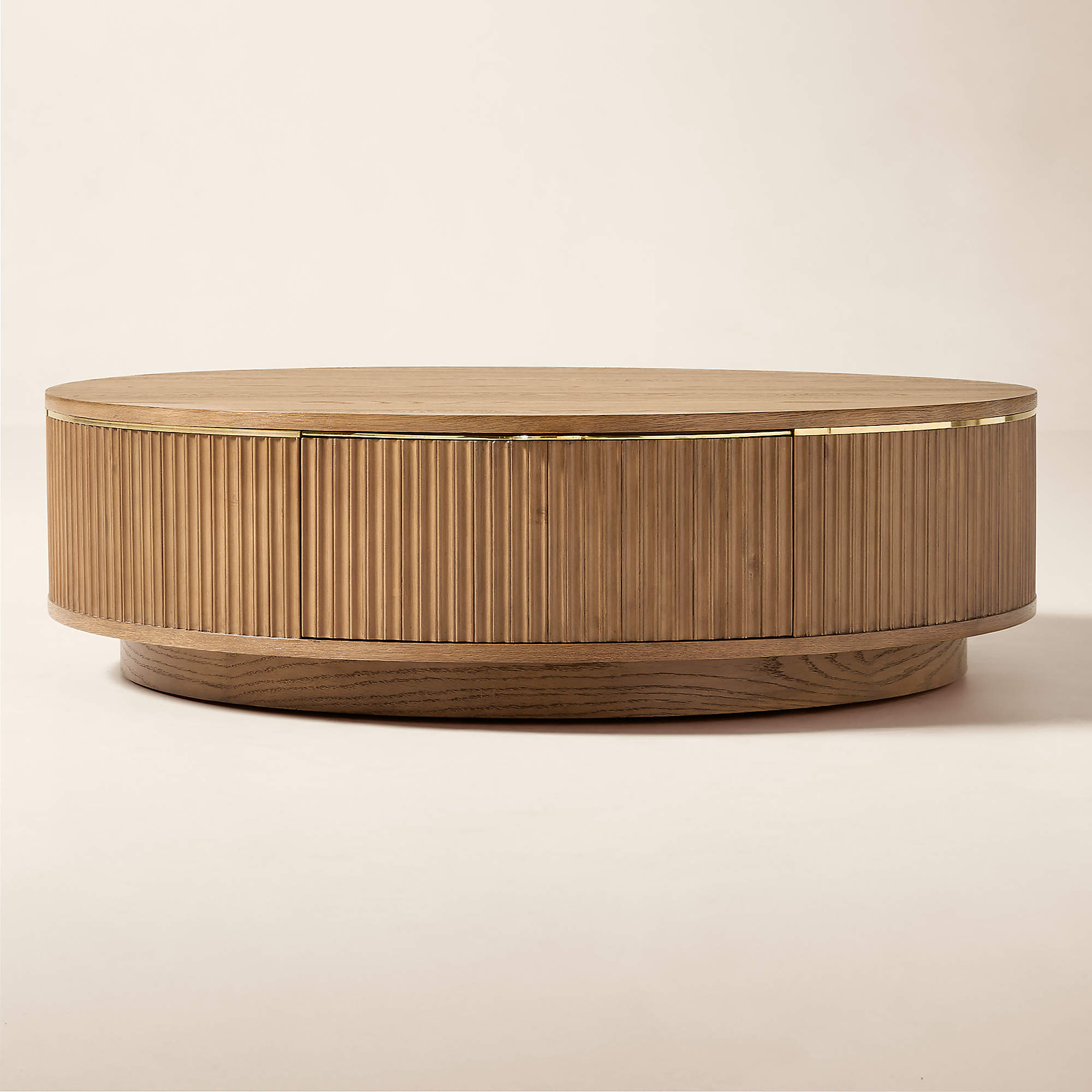 Davison 50" Round Fluted Oak Coffee Table + Reviews | CB2 | CB2