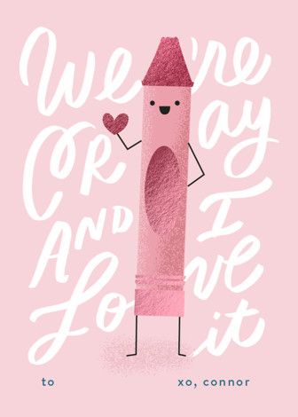 "cray" - Customizable Foil Valentine Cards in Pink by Lori Wemple. | Minted
