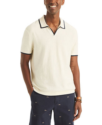Men's Textured Short-Sleeve Polo Shirt | Macy's