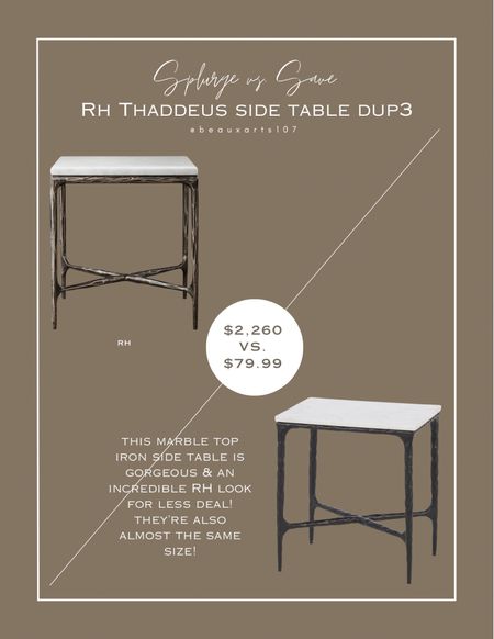 Don’t miss out on this gorgoeus marble top iron RH side table look for less deal!!! 

#LTKSaleAlert #LTKHome #LTKFindsUnder100