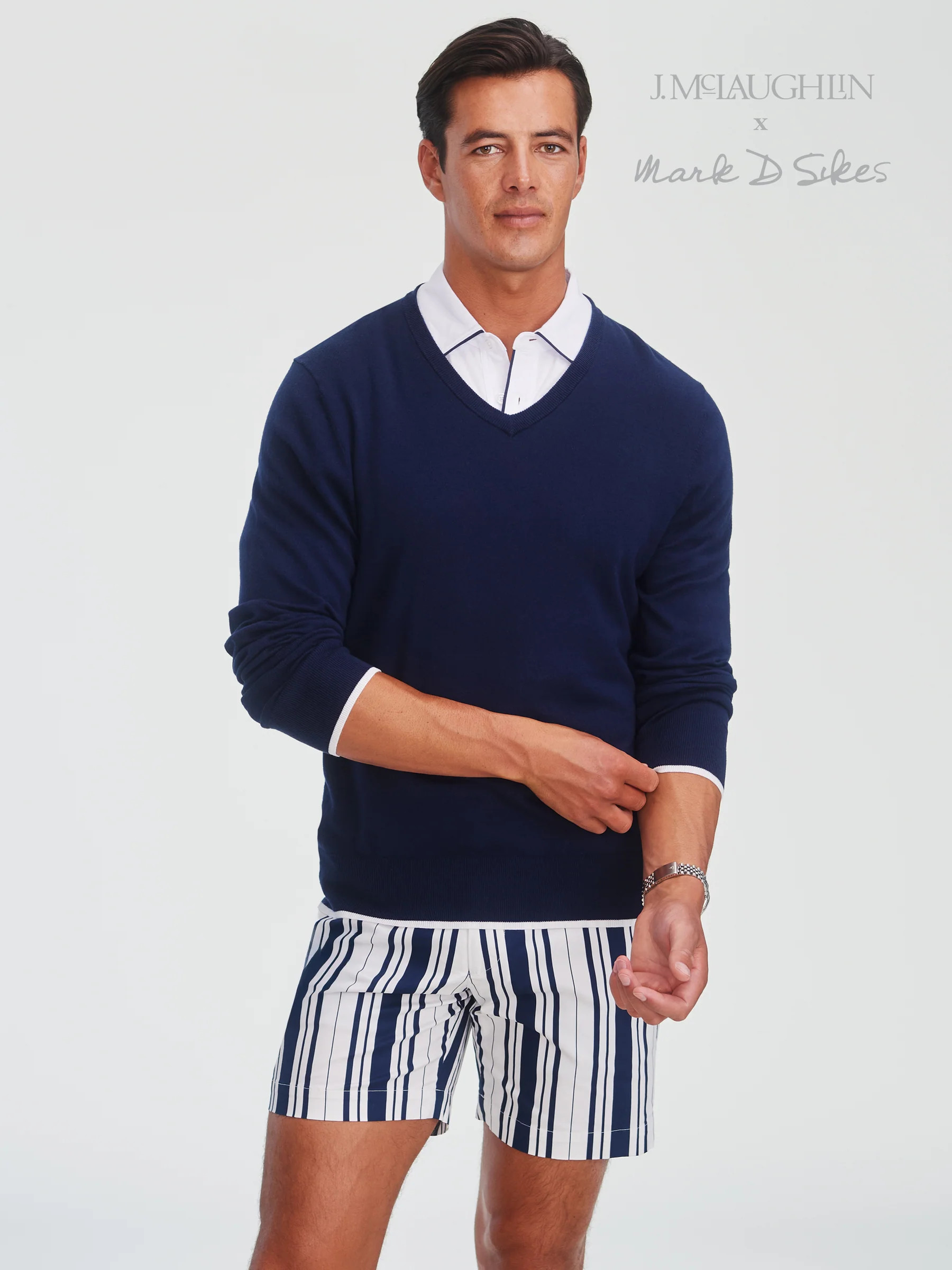 Navy/White Solid Doug Sweater | Men's Sweaters | J.McLaughlin | J.McLaughlin