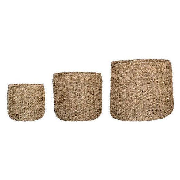 3pc Decorative Round Seagrass Basket Set Natural - 3R Studios | Target
