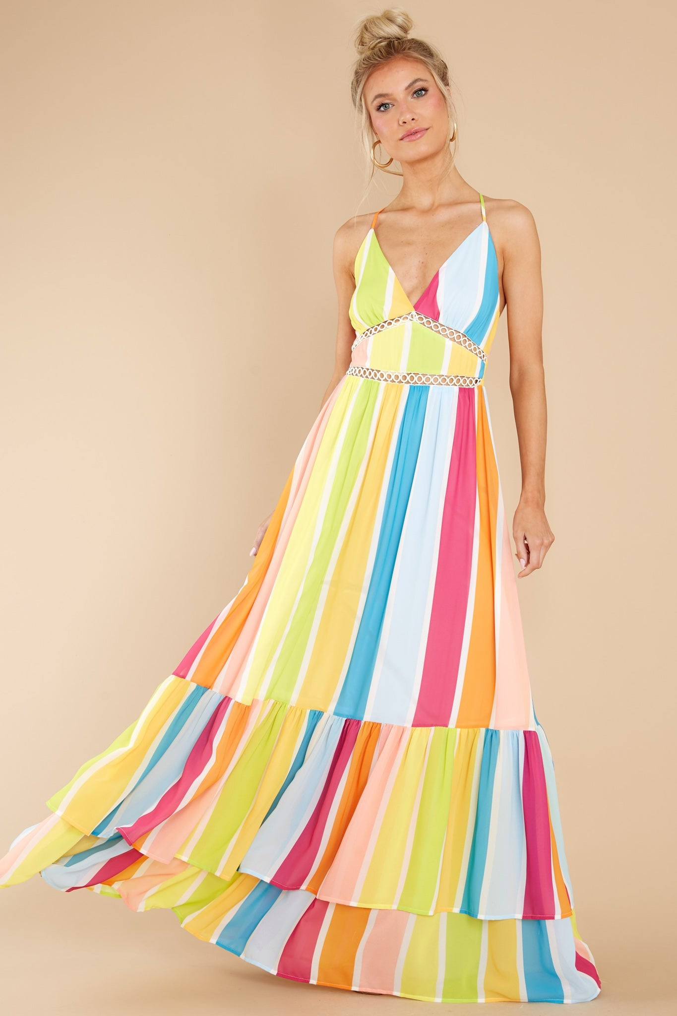 New Ambition Yellow Multi Rainbow Print Maxi Dress | Red Dress 