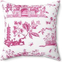 Pillow Cover, Hot Pink Toile Chinoiserie With Zip Closure - Cover Only Insert Not Included Teen, Tween, Dorm Room, Preppy Pagoda | Etsy (US)