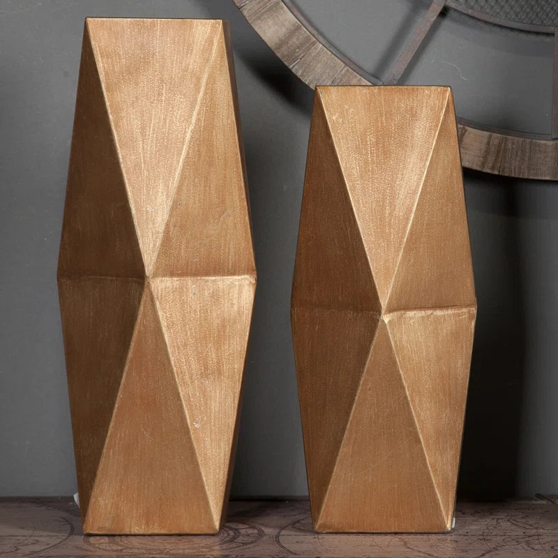 Mercer41 2 Piece Kates Gold 18" Metal Table Vase Set & Reviews | Wayfair | Wayfair North America