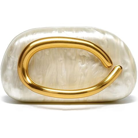 Box Clutch Purses For Women Shell Shape PU Leather Evening Handbag Gold Metal Handle Clutch Bag W... | Amazon (US)