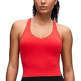 CRZ YOGA Butterluxe Halter Crop Tank Tops for Women - Open Back Padded Longline Sports Bras Worko... | Amazon (US)