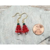 Large Swarovski Crystal Red Christmas Tree Earrings, Silver Or Gold Findings | Etsy (US)