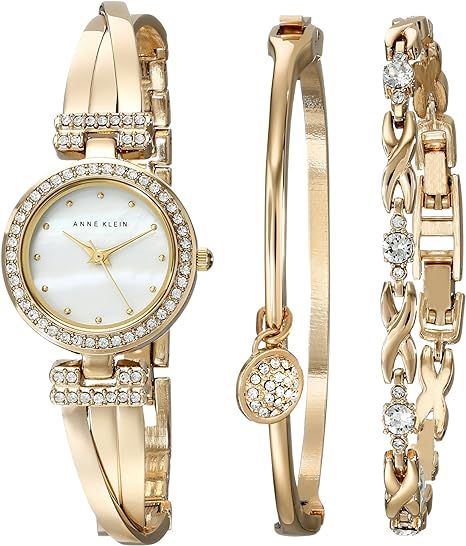 Anne Klein Women's Premium Crystal Accented Bangle Watch and Bracelet Set | Amazon (US)