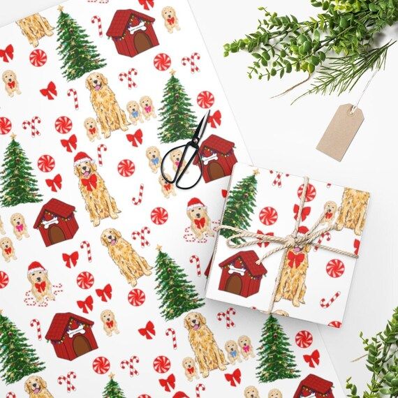 Golden Retriever Wrapping Paper Christmas Puppy Puppies Birthday Anniversary Dog Mom Cute Dog Gif... | Etsy (US)