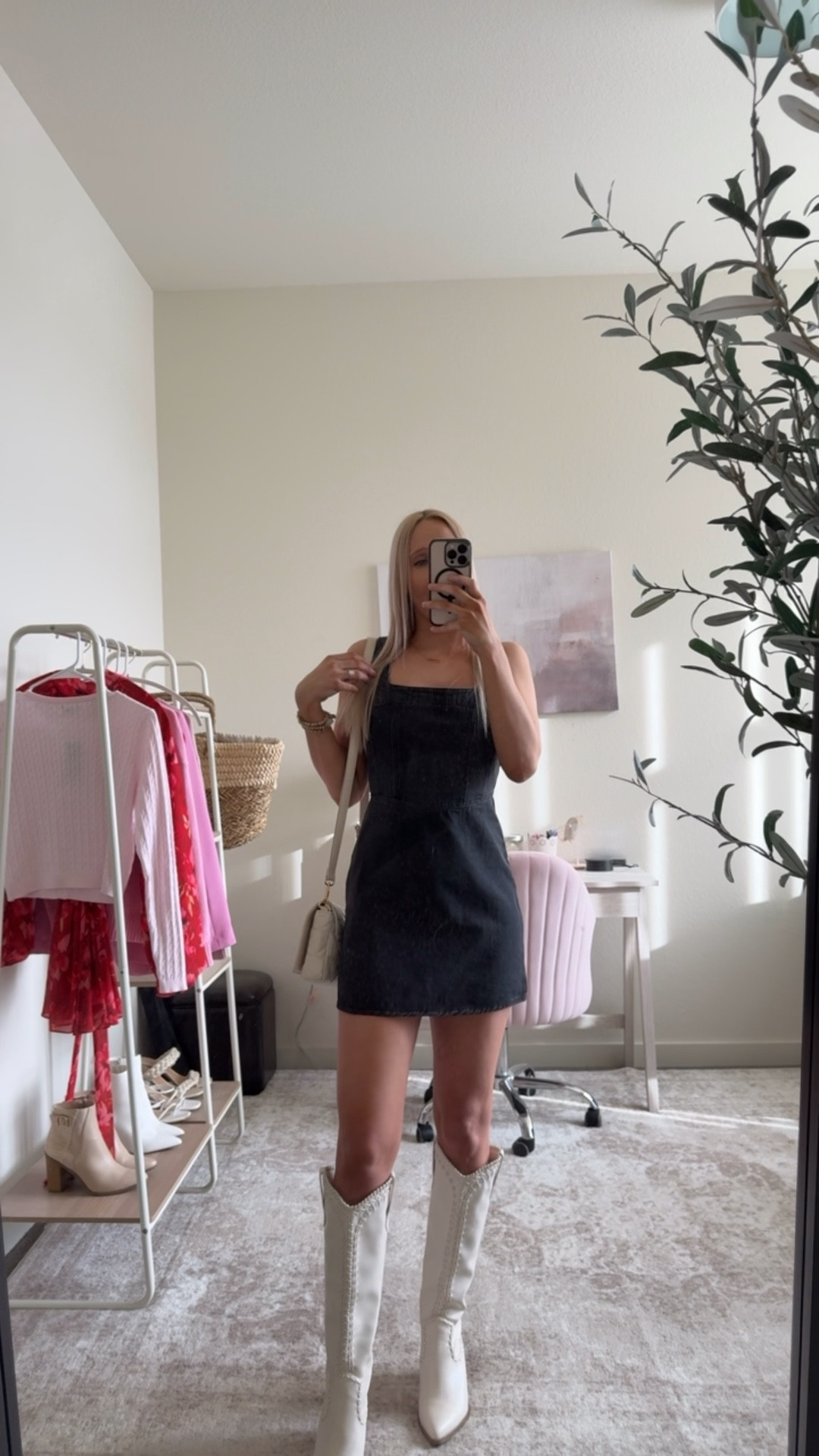 Country concert outfit from Lulus!

Black denim mini dress - XS, the perfect country concert outfit idea

White cowboy boots - tts

Spring outfit, spring outfits 2026, casual Spring outfit, cowgirl boots, concert outfits, festival outfit, festival season, denim dress

#LTKSeasonal #LTKFestival #LTKootd