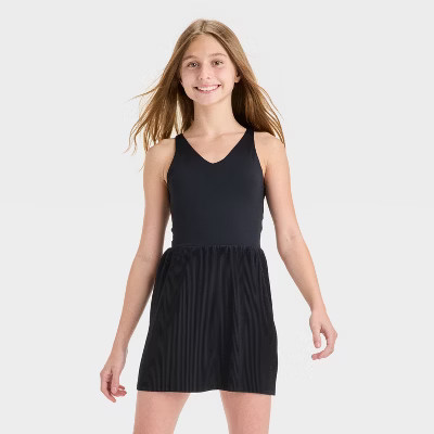 Girls' Pleated Dress - All In Motion™ Black L | Target