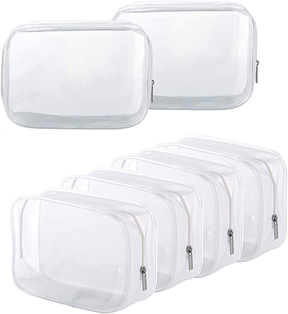 BEFORYOU 6 Pack Clear Toiletry Carry Pouch with Zipper Portable Plastic Waterproof Cosmetic Bag T... | Amazon (US)
