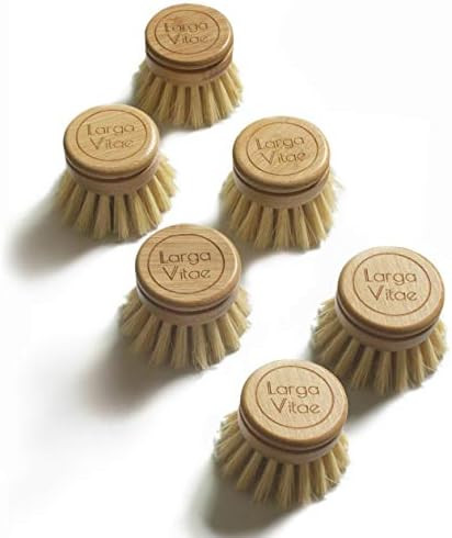 Larga Vitae 6 pcs Wooden Dish Brush Replacement Heads Made of Renewable Bamboo Wood and Natural B... | Amazon (US)