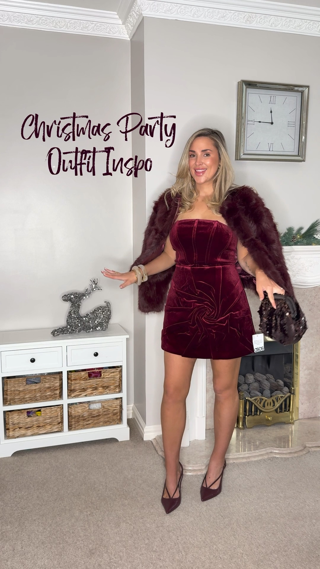 Burgundy, festive, Christmas party dress, velvet dress, burgundy dress, faux fur jacket, sequin, asos, zara, H&M

#LTKpartywear #LTKmidsize #LTKdatenight
