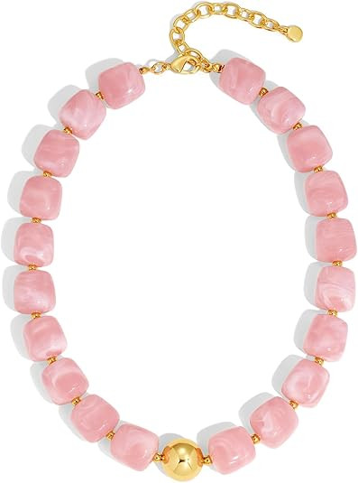 Chunky Colorful Beaded Choker Necklace for Women, Summer Beach Statement Resin Beads Necklace, Tr... | Amazon (US)
