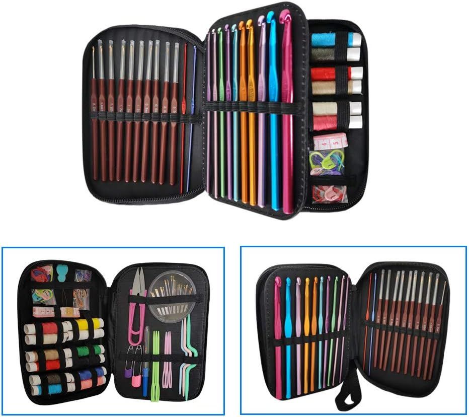 100PCS Crochet Hooks Set Sewing Project Kits, Aluminum Crochet Hooks & Lace Crochet Hooks with Ac... | Amazon (US)