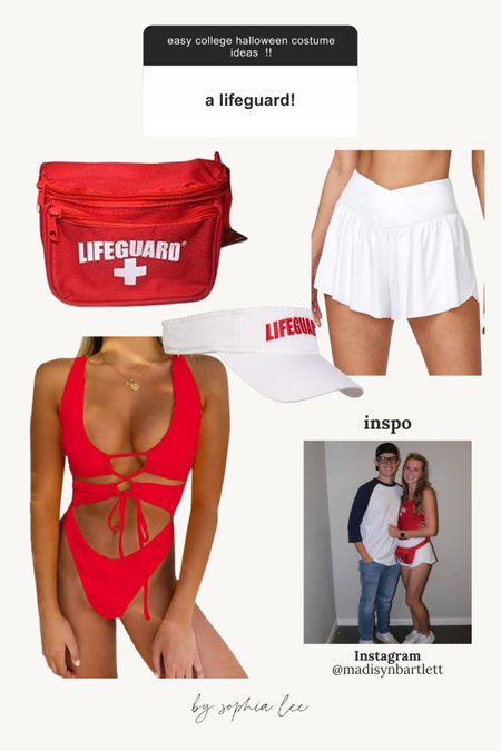 Look out smalls! This hot lifeguard costume is perfect for Halloween! #HalloweenCostumes #EasyHalloweenCostume