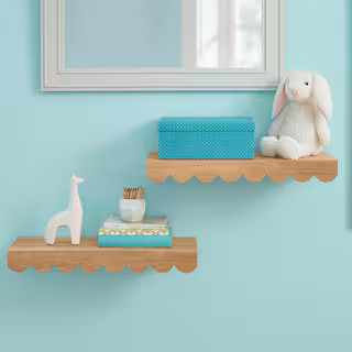 Scalloped Wood Floating Wall Shelves (Set of 2) | The Home Depot